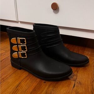 Loeffler Randall Fenton Gold Triple Buckle Rainboot
